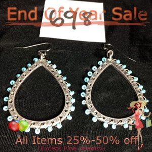 Turquoise and silver like dangle earrings